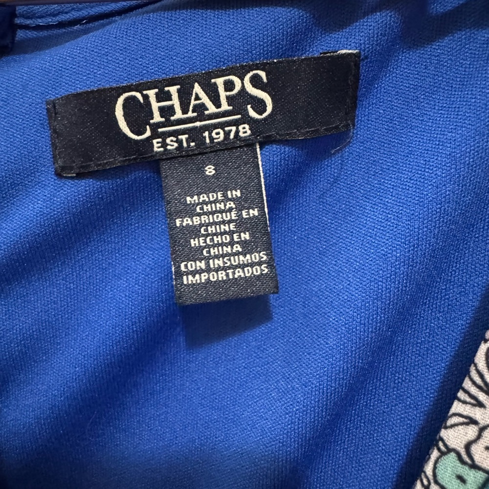 Chaps Blue Ruched Asymmetrical Sundress - Picture 2 of 4